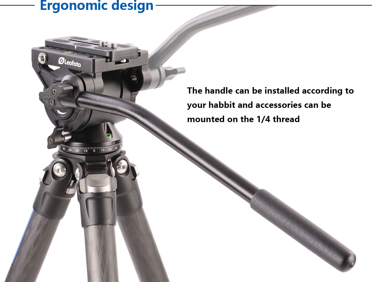 Leofoto LVC-193C+BV-10 Dual-Tube Video Tripod with Fluid Head Set | 75mm Integrated Bowl with Leveling Base and Handle