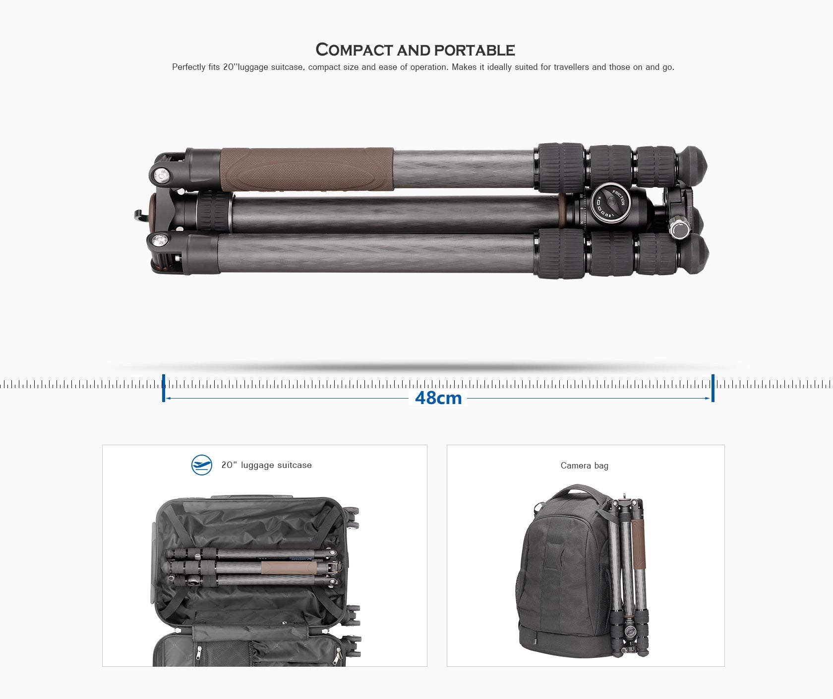 Leofoto LX-324CT + XB-38 Reversible Travel Tripod with Ball Head