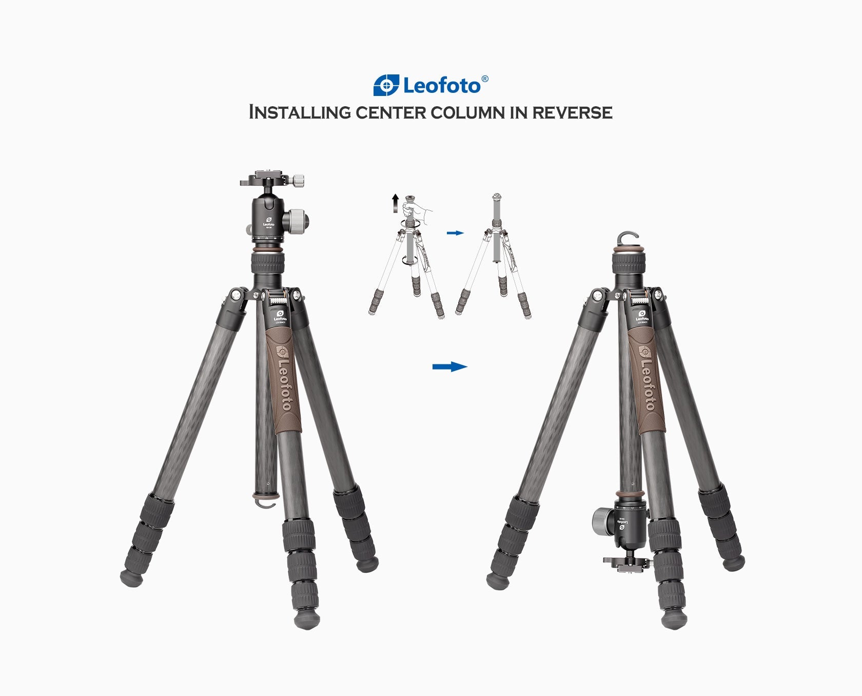 Leofoto LX-324CT + XB-38 Reversible Travel Tripod with Ball Head
