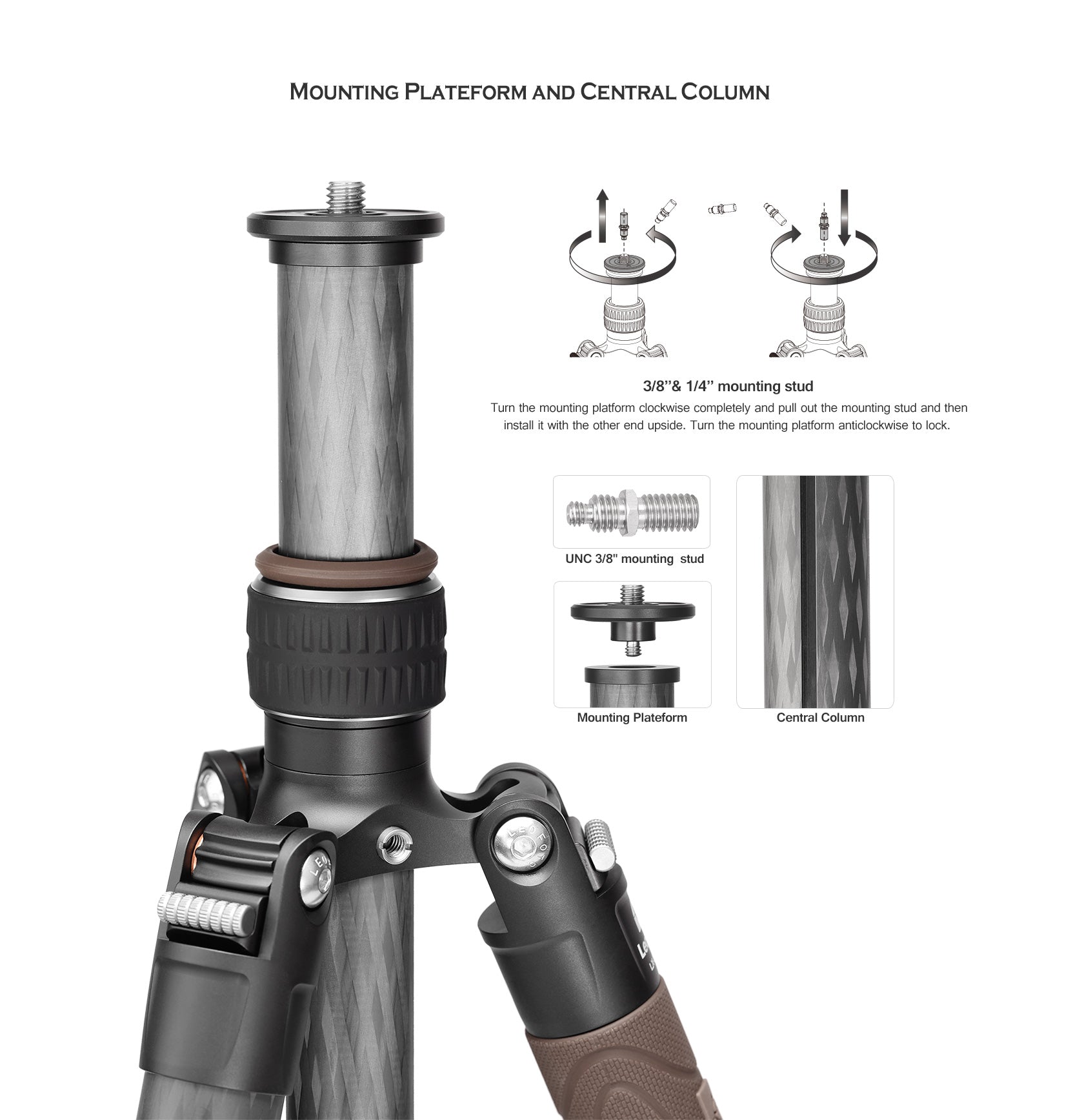 Leofoto LX-224CT + XB-32Q Reversible Travel Tripod with Ball Head Set