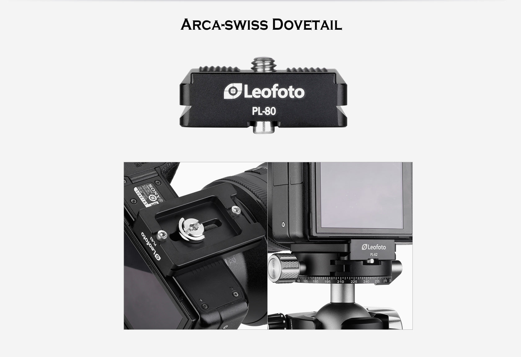 Leofoto PL-62 (62mm) / PL-80 (80mm) Universal Lens Plate ARCA Compatible