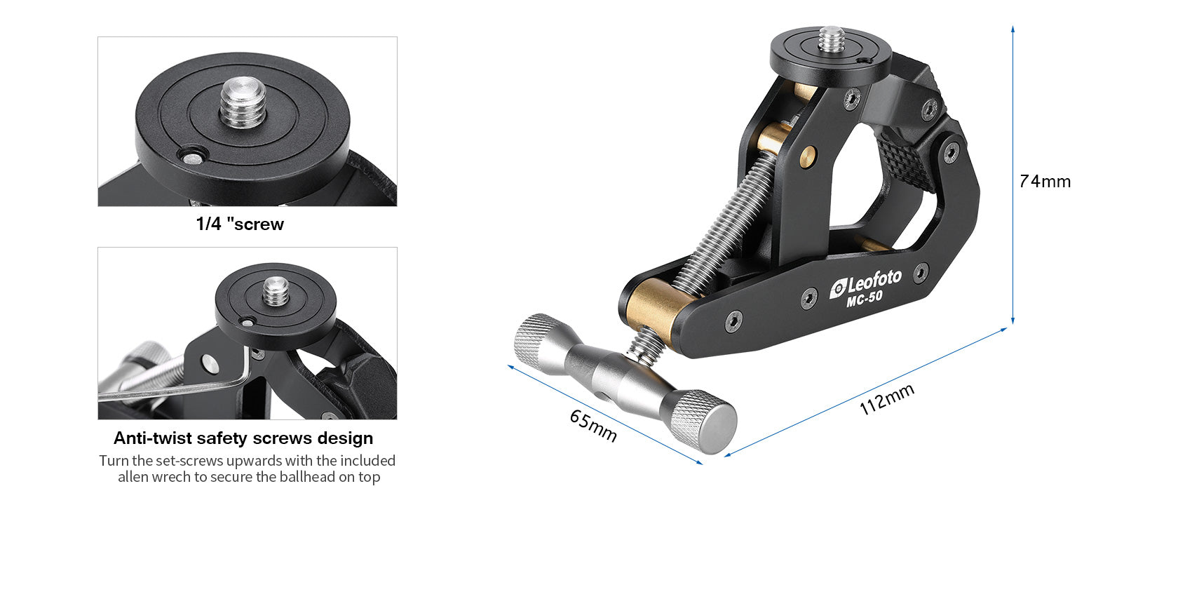 Leofoto MC-50 Multipurpose Clamp for Phones