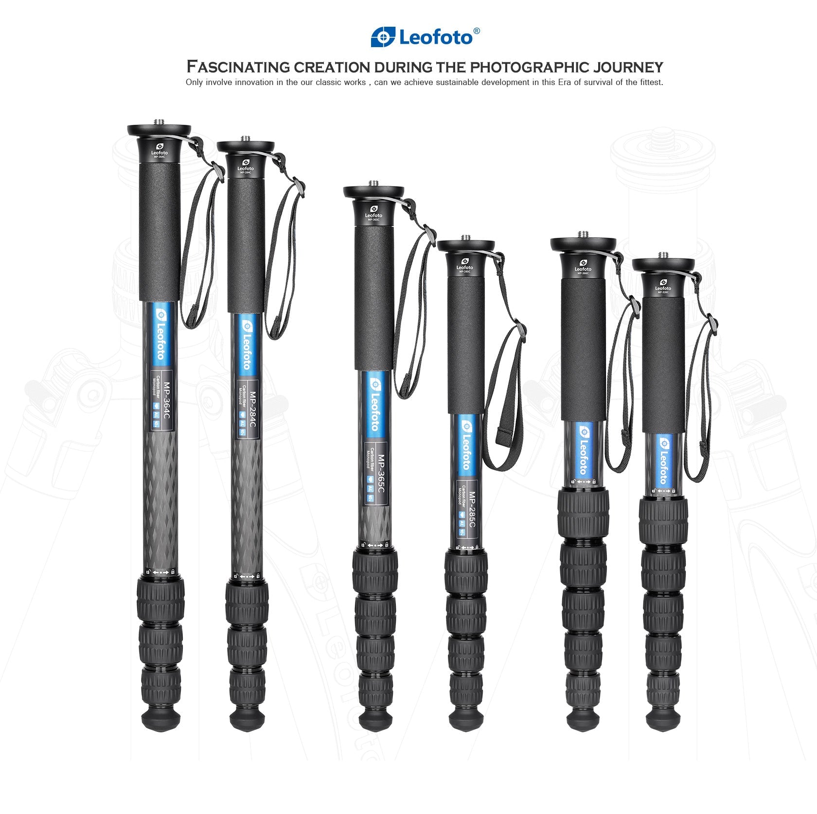 Leofoto MP Series Carbon Fiber Monopod + VH-10S Two Way Tilt Head Set with Case