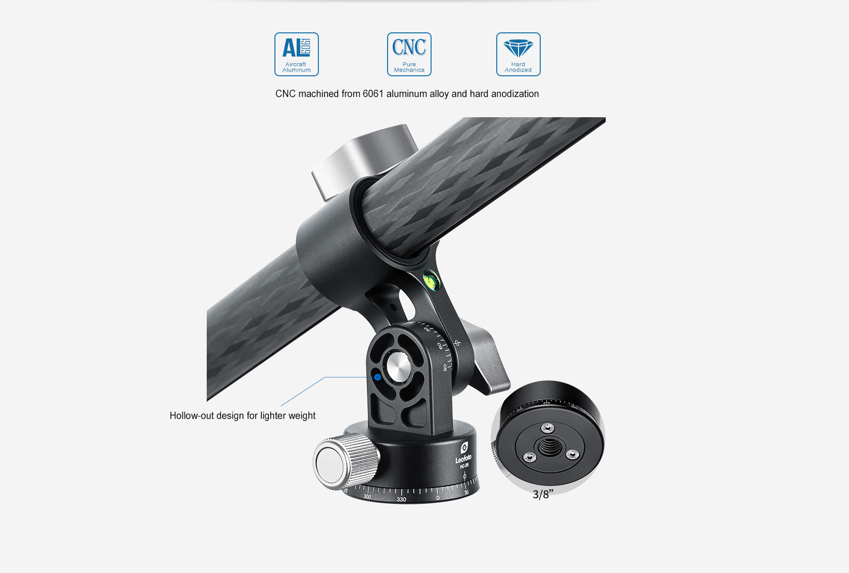 Leofoto HC-28/ HC-32/ HC-32Kit Carbon Fiber Horizontal Panoramic Tripod Center Column