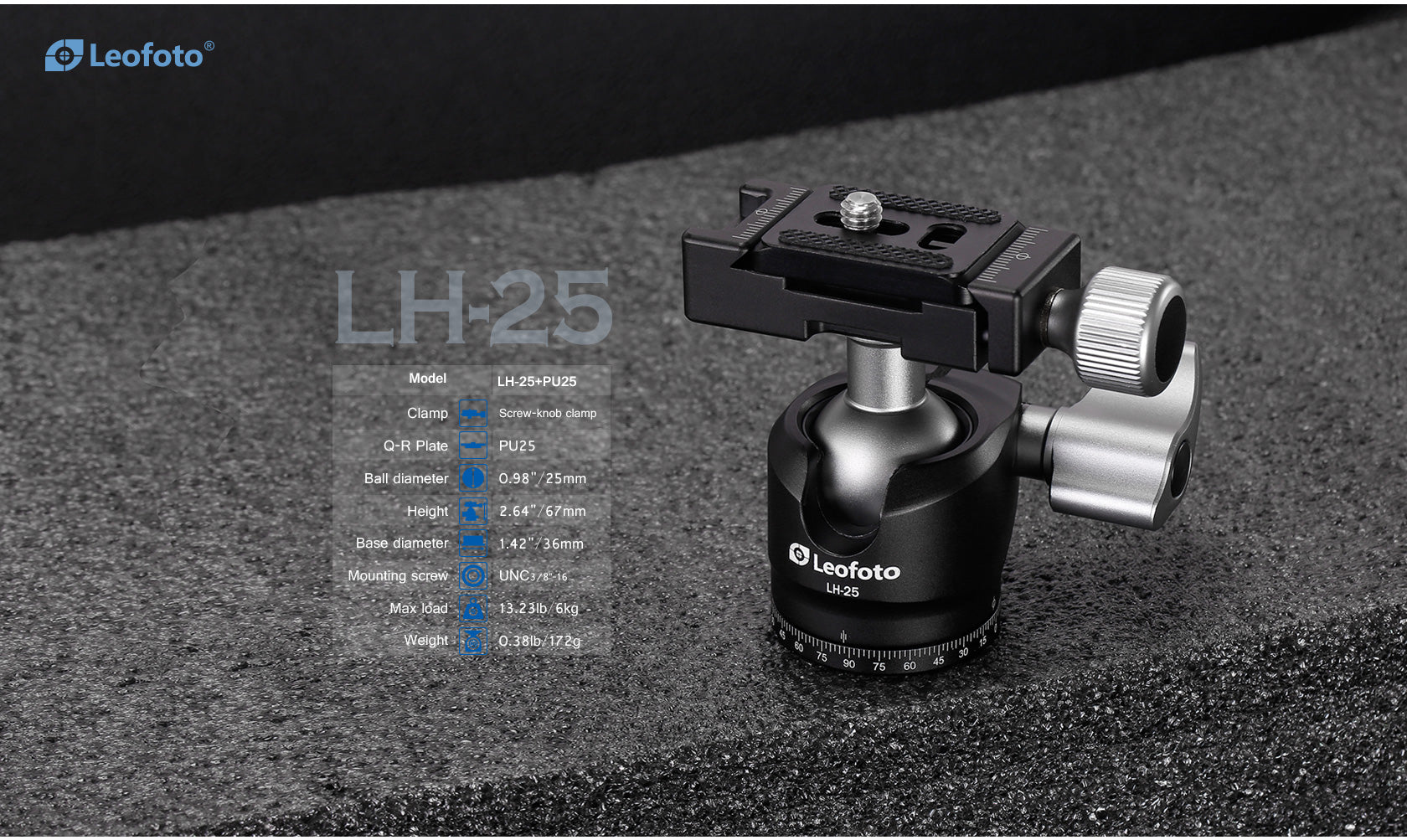 Leofoto MP-285C Monopod + LH-25 Mini Low Profile Ball Head Kit