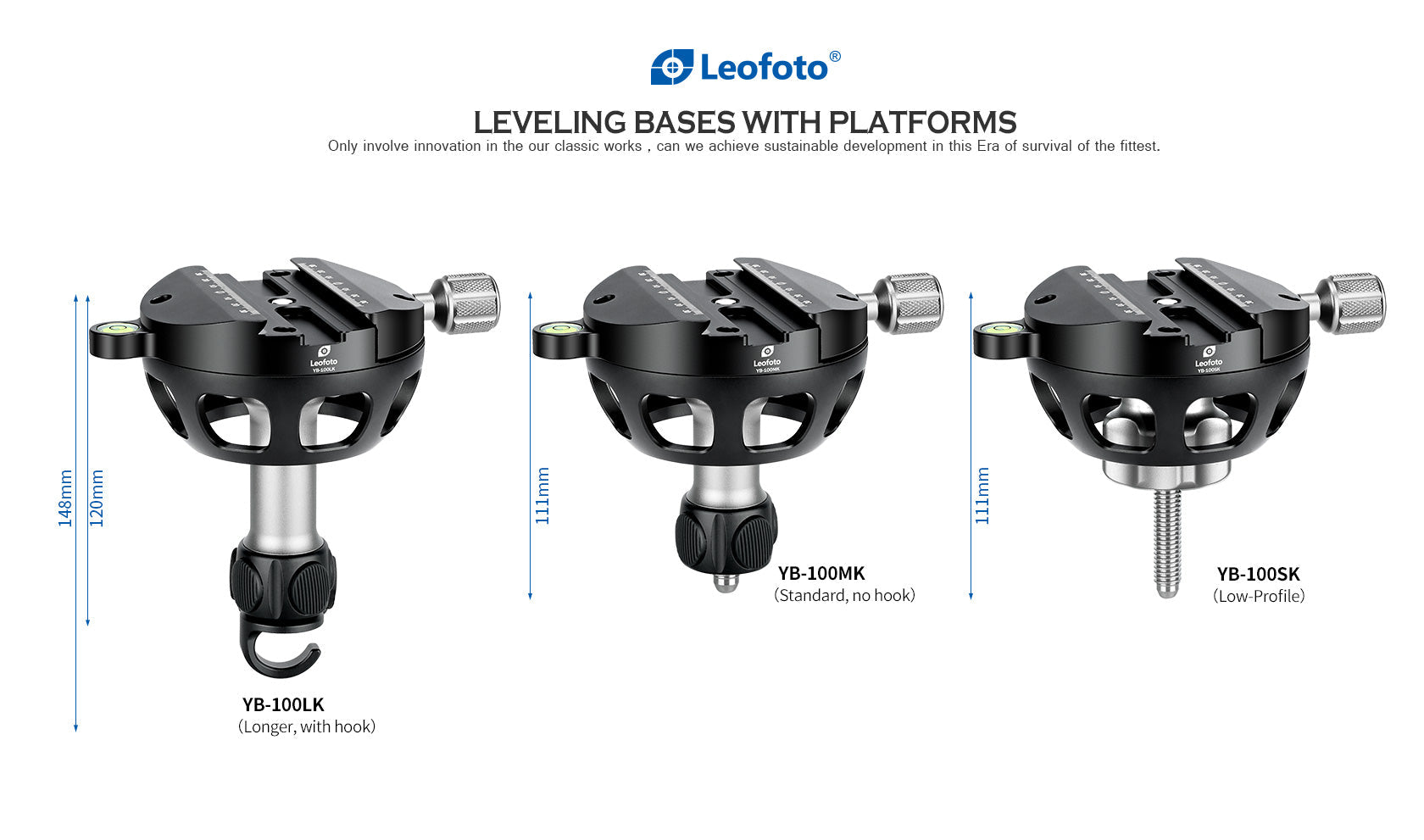 Leofoto YB-100LK / YB-100MK / YB-100SK | Leveling Base with Handle for 100mm Bowl | Arca Clamp