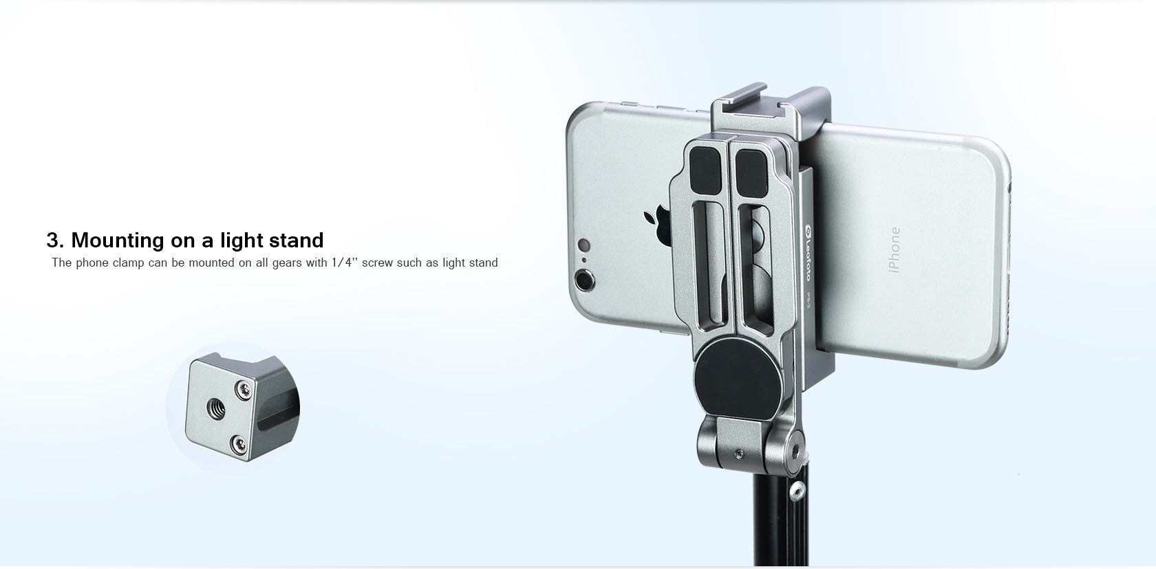 Leofoto PS-2 Multi-Functional Foldable Cellphone Stand with Arca-Compatible Dovetail and Cold Shoe Mount