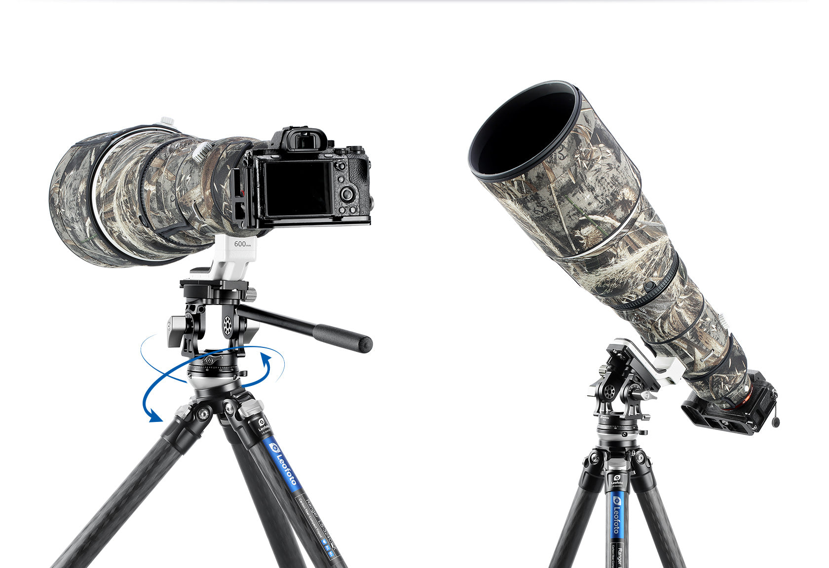 Leofoto VH-30 / VH-30N Two-Way Telephoto Lens Head | Arca-Compatible Screw-Knob Clamp