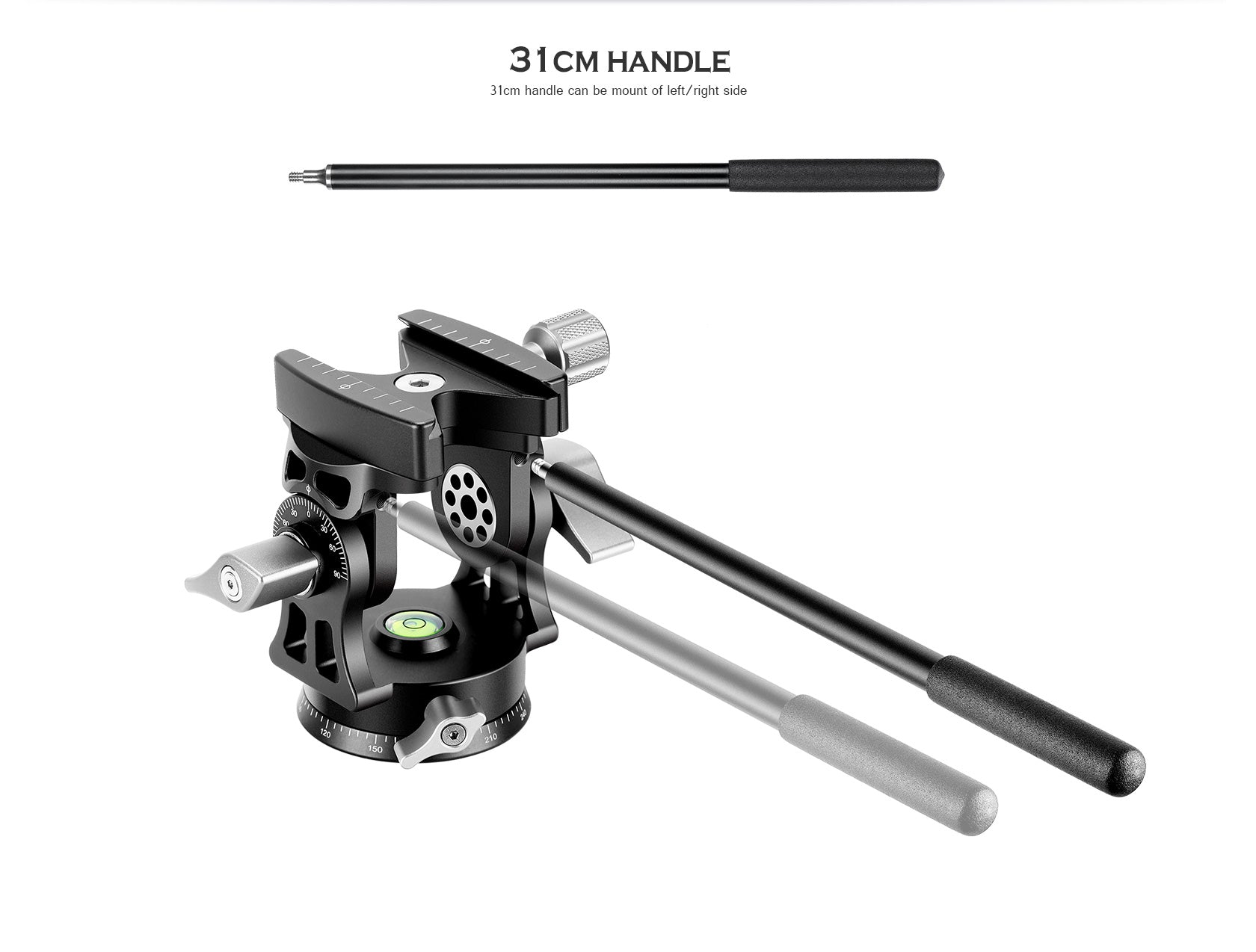 Leofoto VH-30 / VH-30N Two-Way Telephoto Lens Head | Arca-Compatible Screw-Knob Clamp