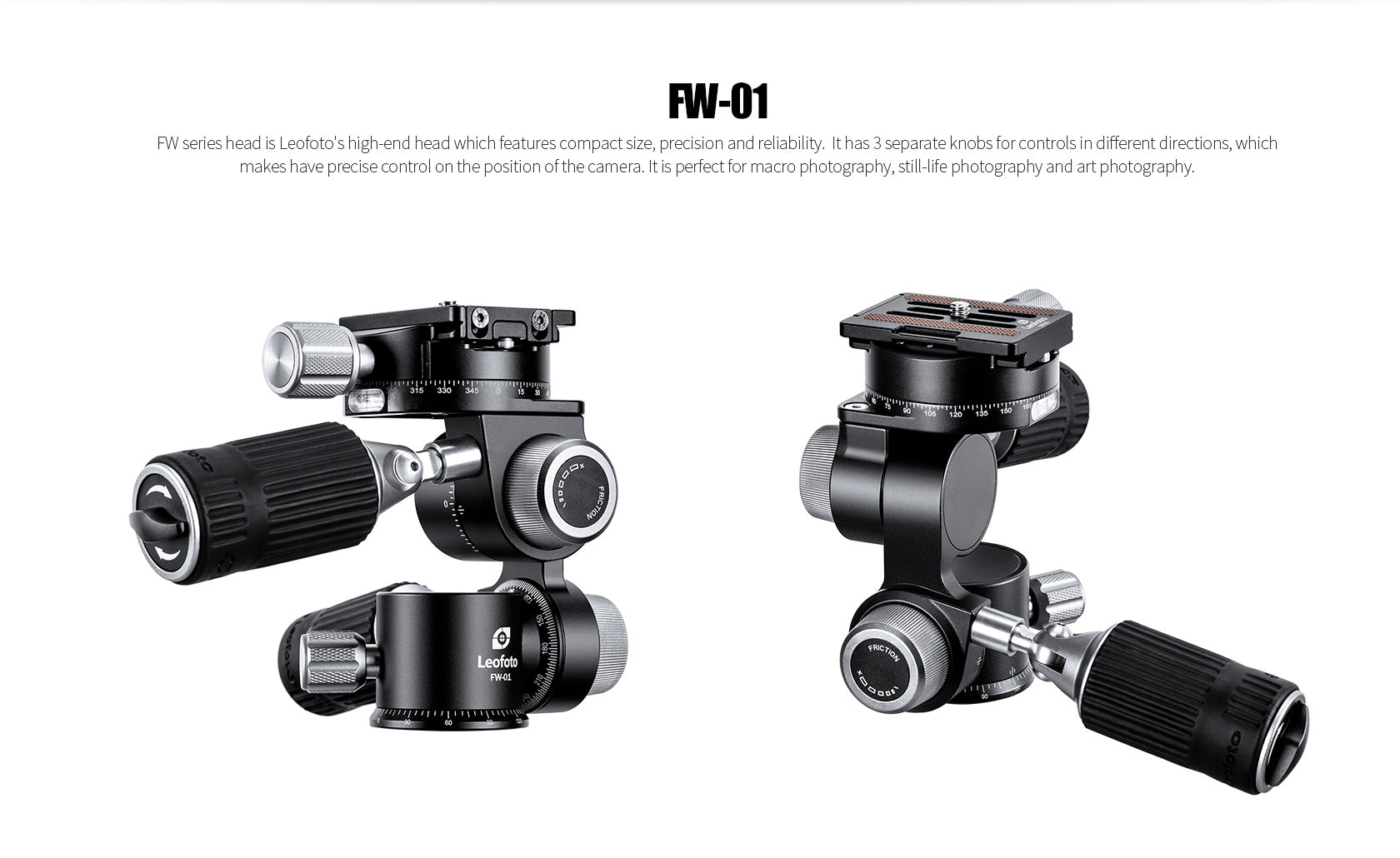 Leofoto FW-01 Professional Pan-and-Tilt 3-Way Head | Arca Compatible