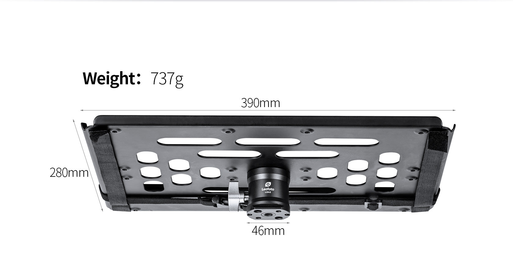 Leofoto LCH-2 16" Laptop / Projector Tray / Combined with Tripod 3/8" &1/4" Mounting Sockets / Arca Swiss Dovetail Panning Base