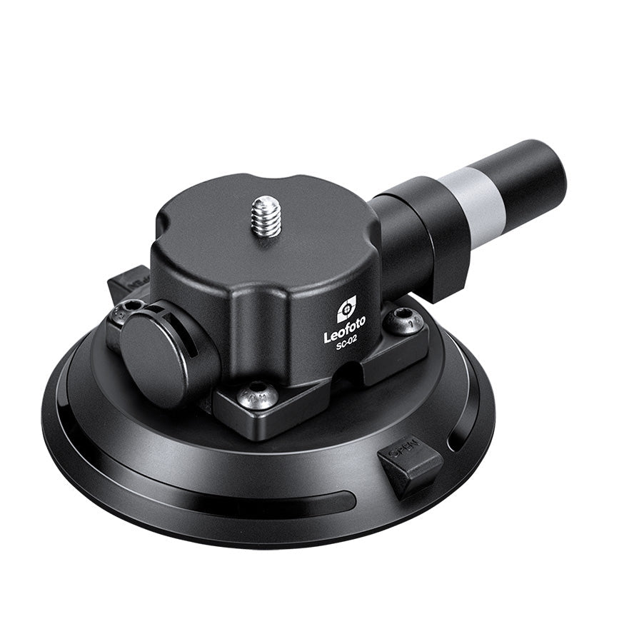 Leofoto SC-02 100mm Suction Cup Mounting Base | 1/4" Screw with 1/4"& 3/8" Threaded Holes | Max Load: 88lb (40kg)
