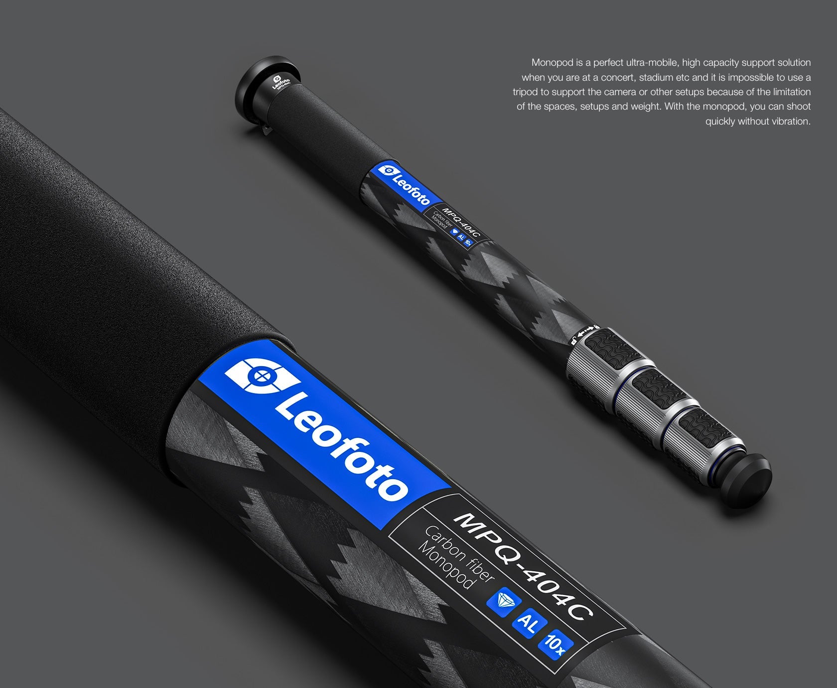 Leofoto MPQ-40 Series Premium Carbon Fiber Monopod with Case | Water-Resistant Legs
