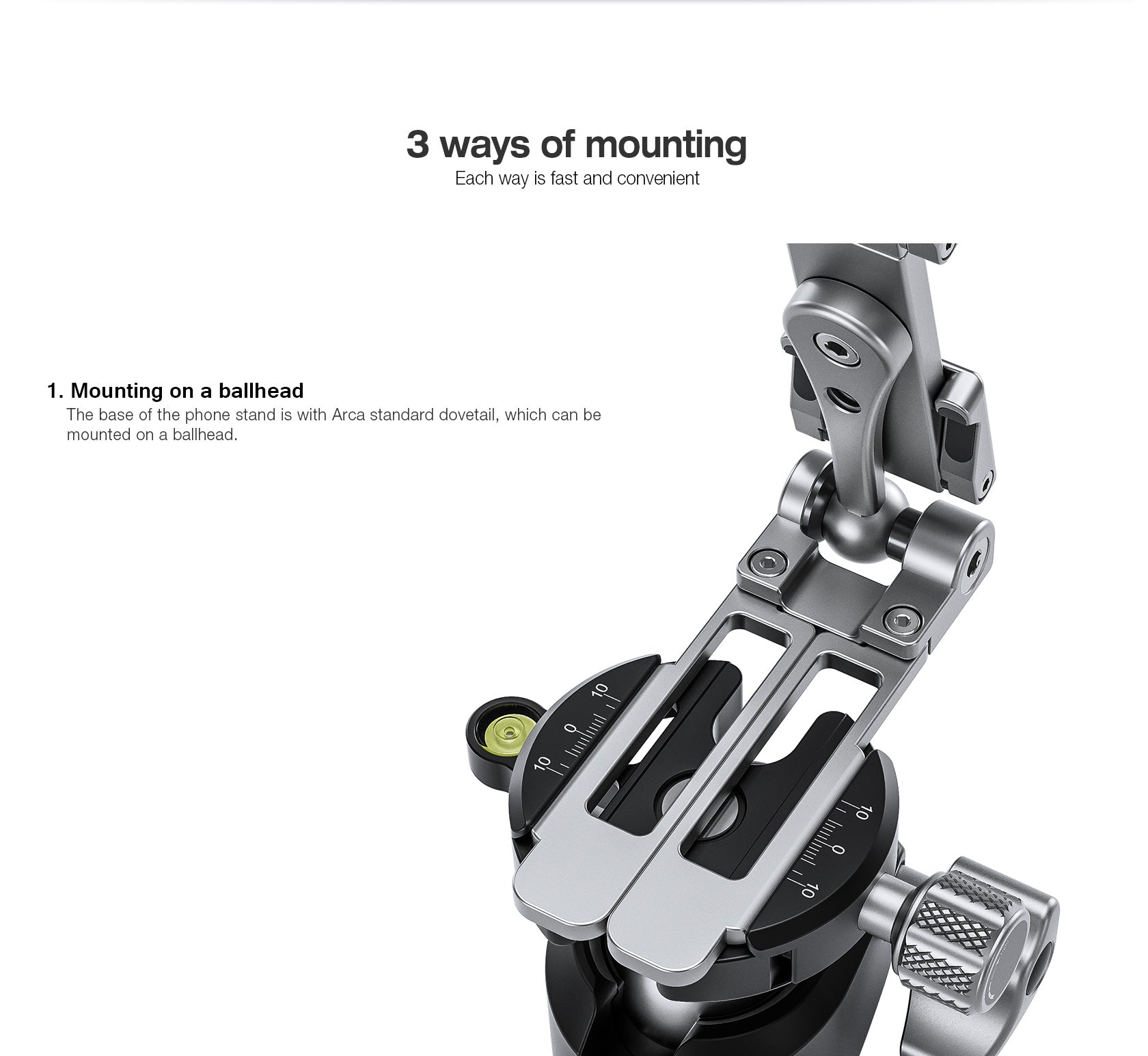 Leofoto PS-3 Multi-functional Foldable Cellphone Stand with Arca-Compatible Dovetail and Cold Shoe Mount