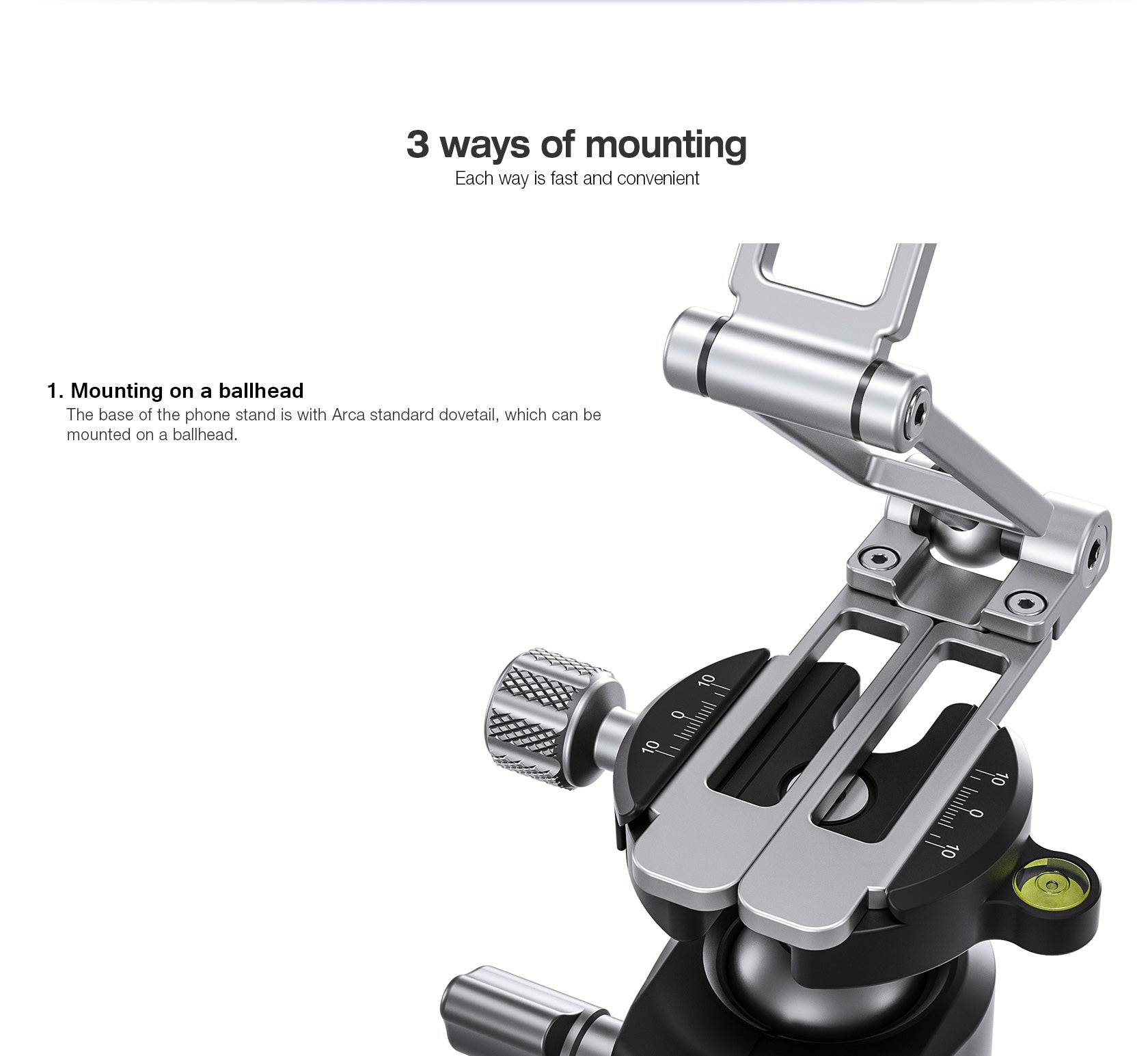 Leofoto PS-4 Multi-functional Foldable Cellphone Stand with Arca-Compatible Dovetail and Cold Shoe Mount