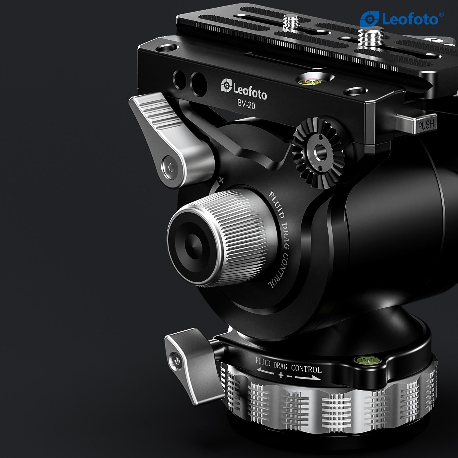 Leofoto LVC-253C+BV-20 (Lever-Release Clamp) Dual-Tube Video Tripod with Fluid Head Set | 75mm Integrated Bowl with Leveling Base and Handle