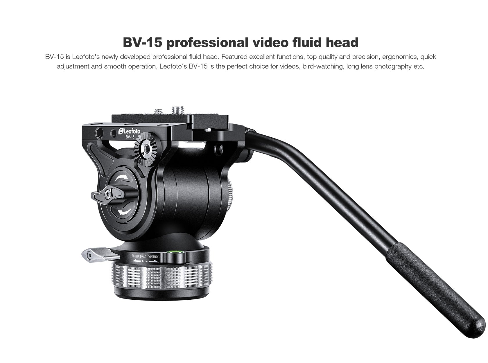 Leofoto LVF-163C+BV Video Tripod and Fluid Head Set – Flat Base 3/8" – Stepless Pan and Tilt Drag Controls