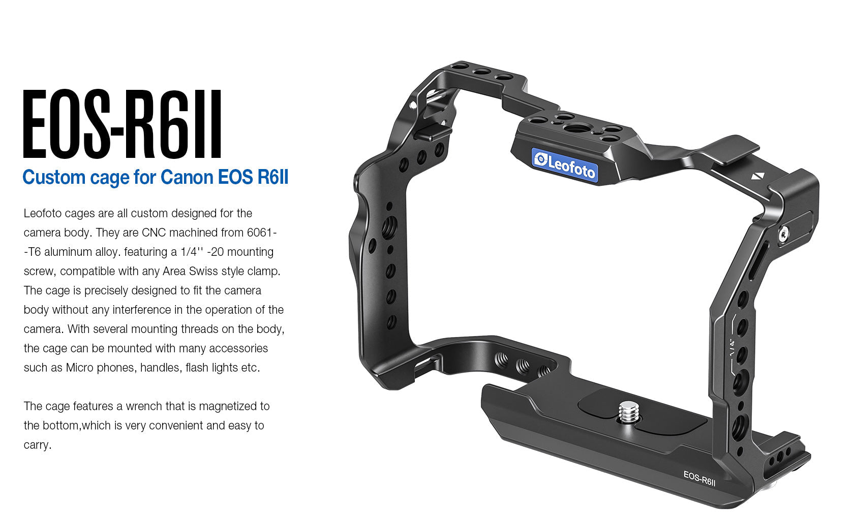 Leofoto EOS-R6II Custom Cage for Canon EOS R6 Mark II / R6 Mark III Camera