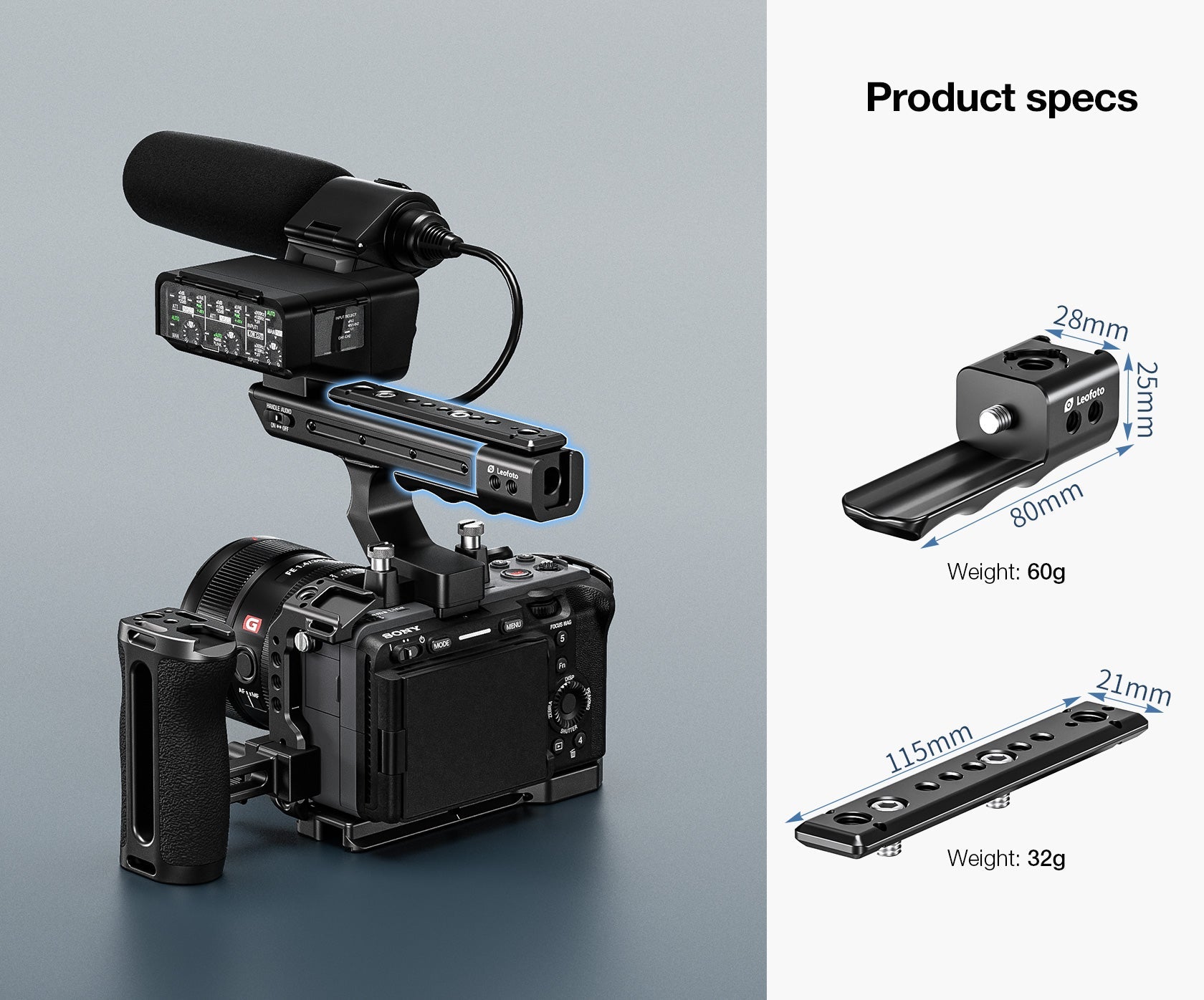 Leofoto FX3-XLR Handle Extension for SONY FX3 XLR Handle