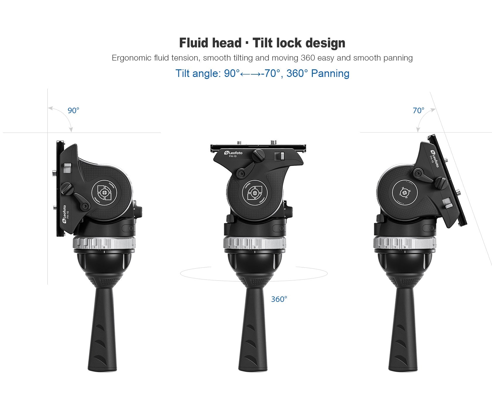 Leofoto LVF-163C+FH-10 Video Tripod and Fluid Head Set – 75mm Half-Ball – Stepped Counterbalance and Stepped Drag Controls