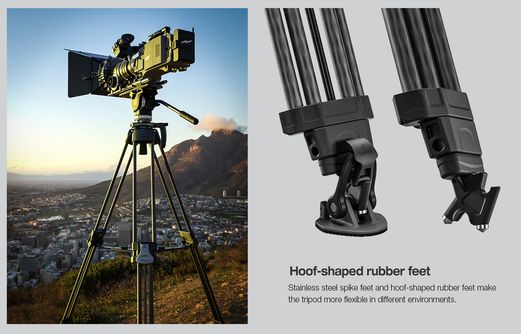 Leofoto LVF-163C+FH-10 Video Tripod and Fluid Head Set – 75mm Half-Ball – Stepped Counterbalance and Stepped Drag Controls