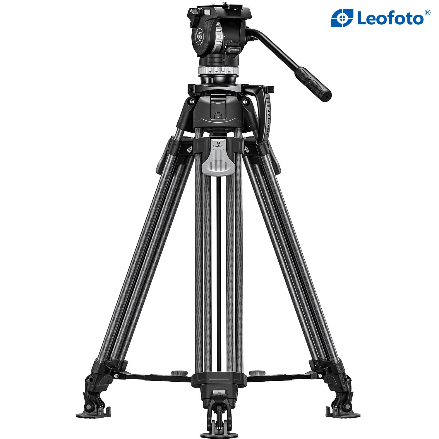 Leofoto LVF-163C+FH-10 Video Tripod and Fluid Head Set – 75mm Half-Ball – Stepped Counterbalance and Stepped Drag Controls