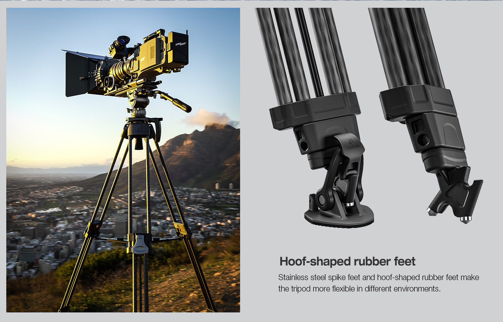 Leofoto LVF-163C+BV Video Tripod and Fluid Head Set – Flat Base 3/8" – Stepless Pan and Tilt Drag Controls