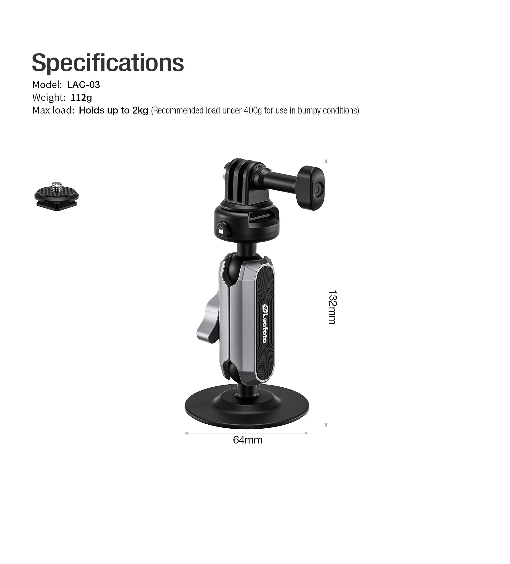 Leofoto LAC-03 Adhesive Sports Camera Mount