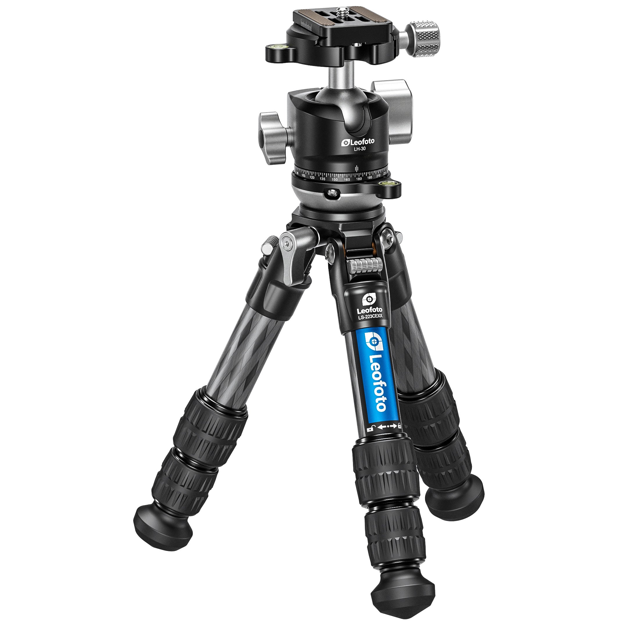 Leofoto LS-223CEX X Verison Table/Ground Mini Tripod with Integrated Leveling Head + Ballhead Set