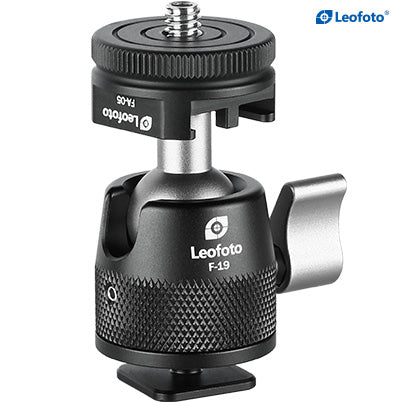 Leofoto F-19 Micro / Mini Ball Head with cold shoe adapter