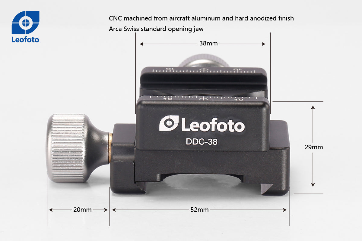 Leofoto DDC-38 + BPL-50N Bidirectional Subtend Double Clamp MINI CLAMP with Plate