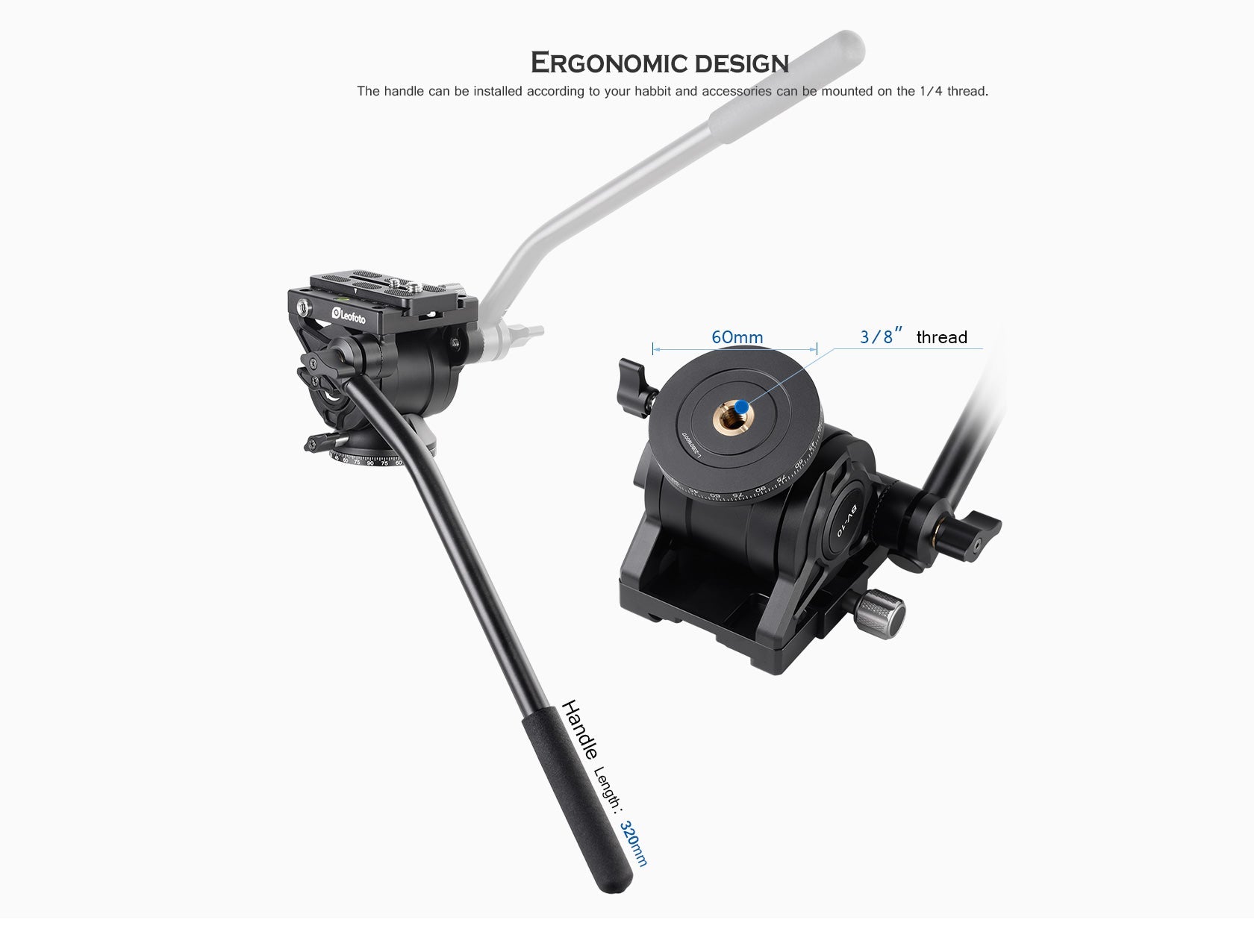Leofoto BV-10 (Knob Clamp) / BV-10L (Lever-Release Clamp) Fluid Video Head - Arca Standard