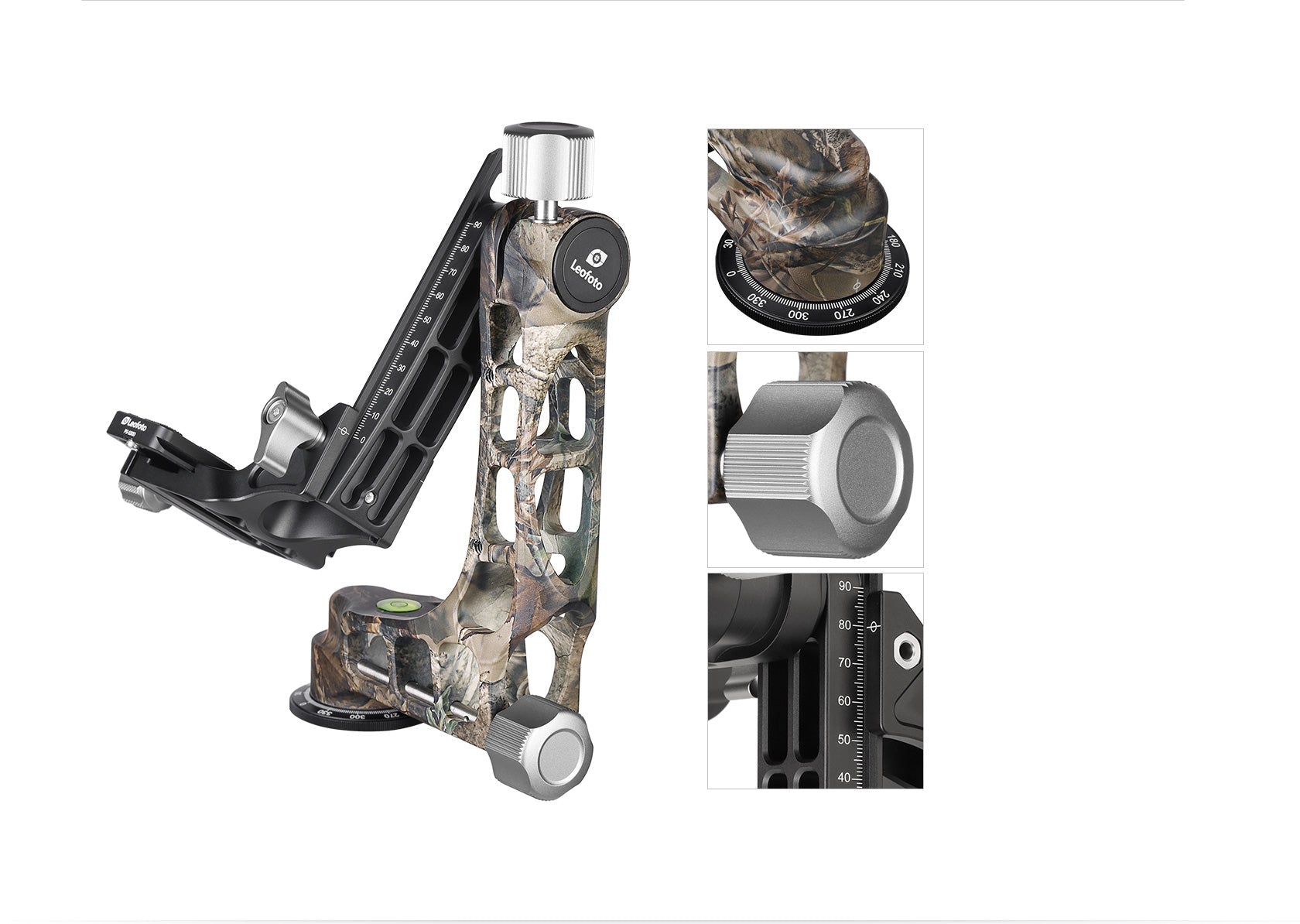 Leofoto PG-1 Lightweight Gimbal Tripod Head w/ Plate & Bag (Black/Camo)