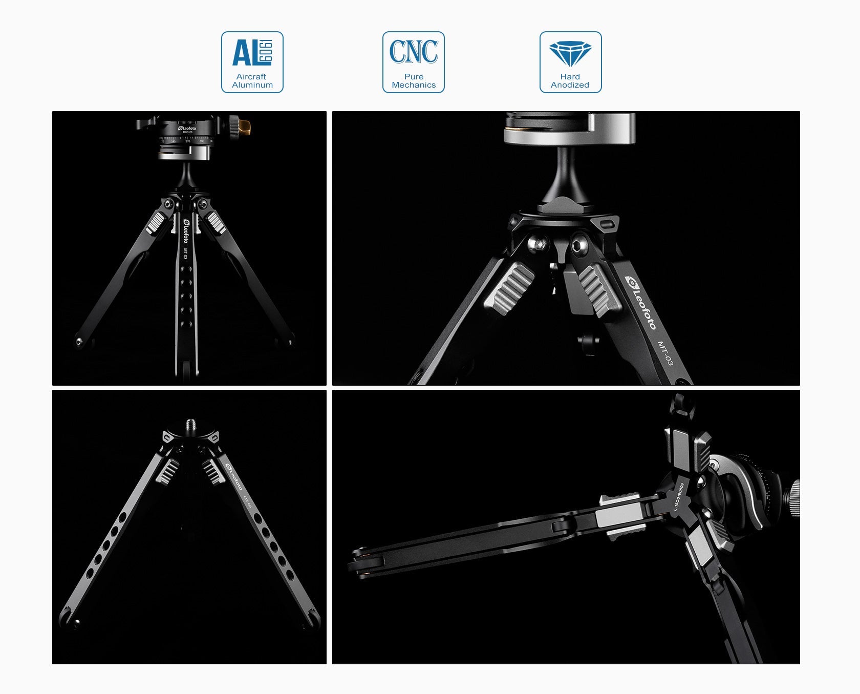 Leofoto MT-03+MBH-19 Spider Folding Table Mini Tripod & Ballhead w/Bag