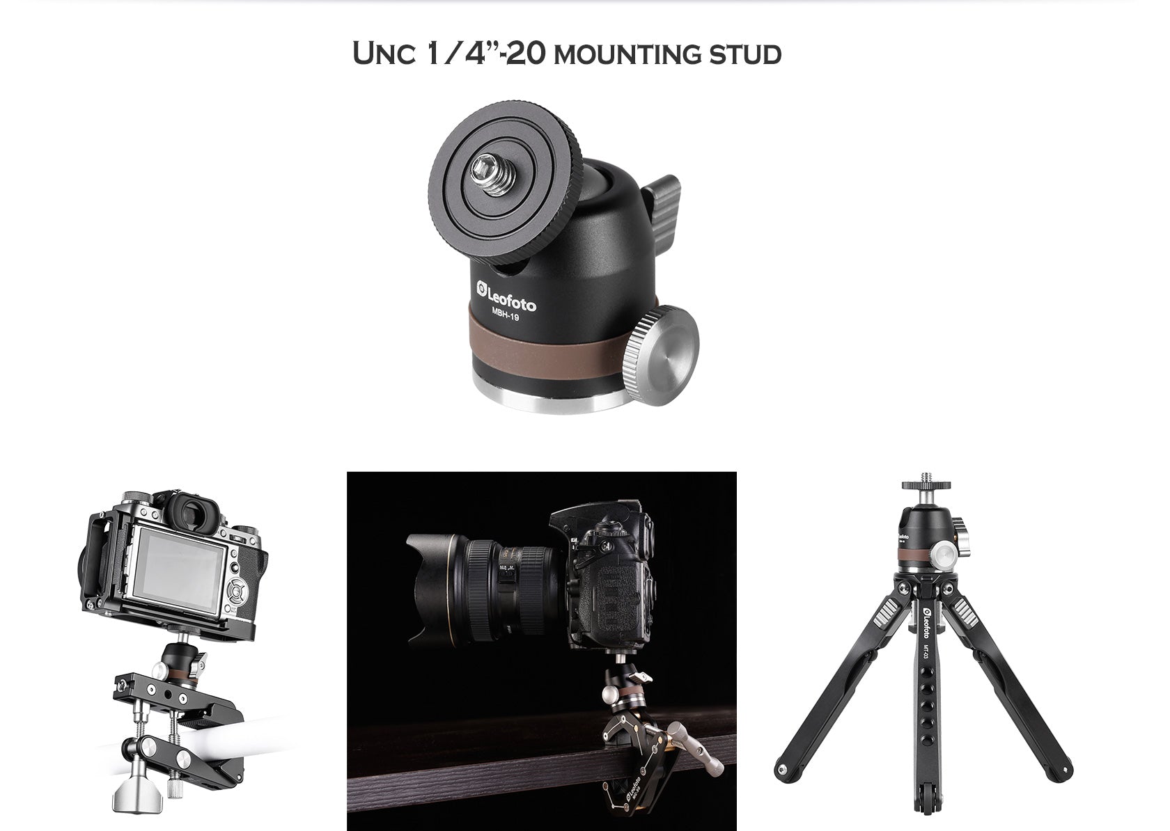 Leofoto MT-03+MBH-19 Spider Folding Table Mini Tripod & Ballhead w/Bag