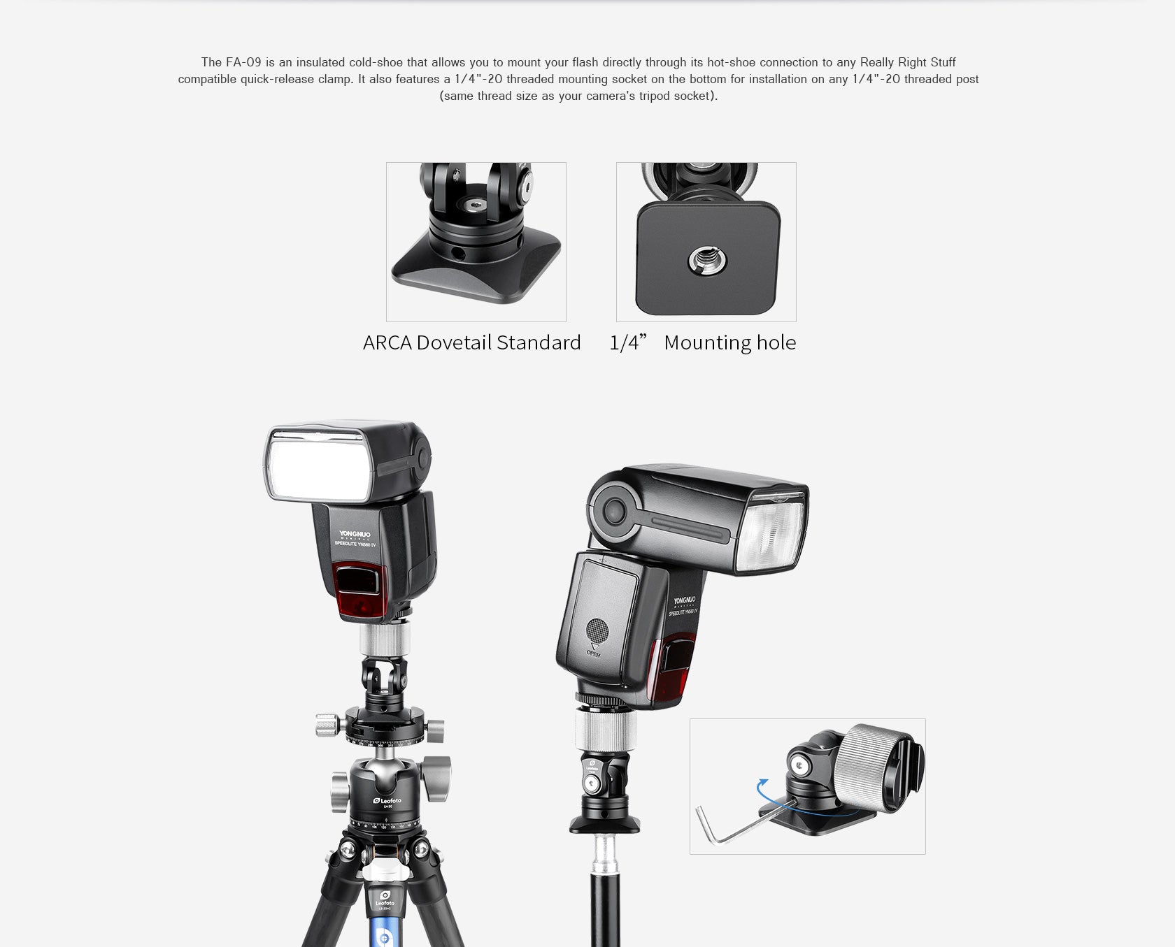 Leofoto FA-09 Cold Shoe and Hot Shoe Adapter