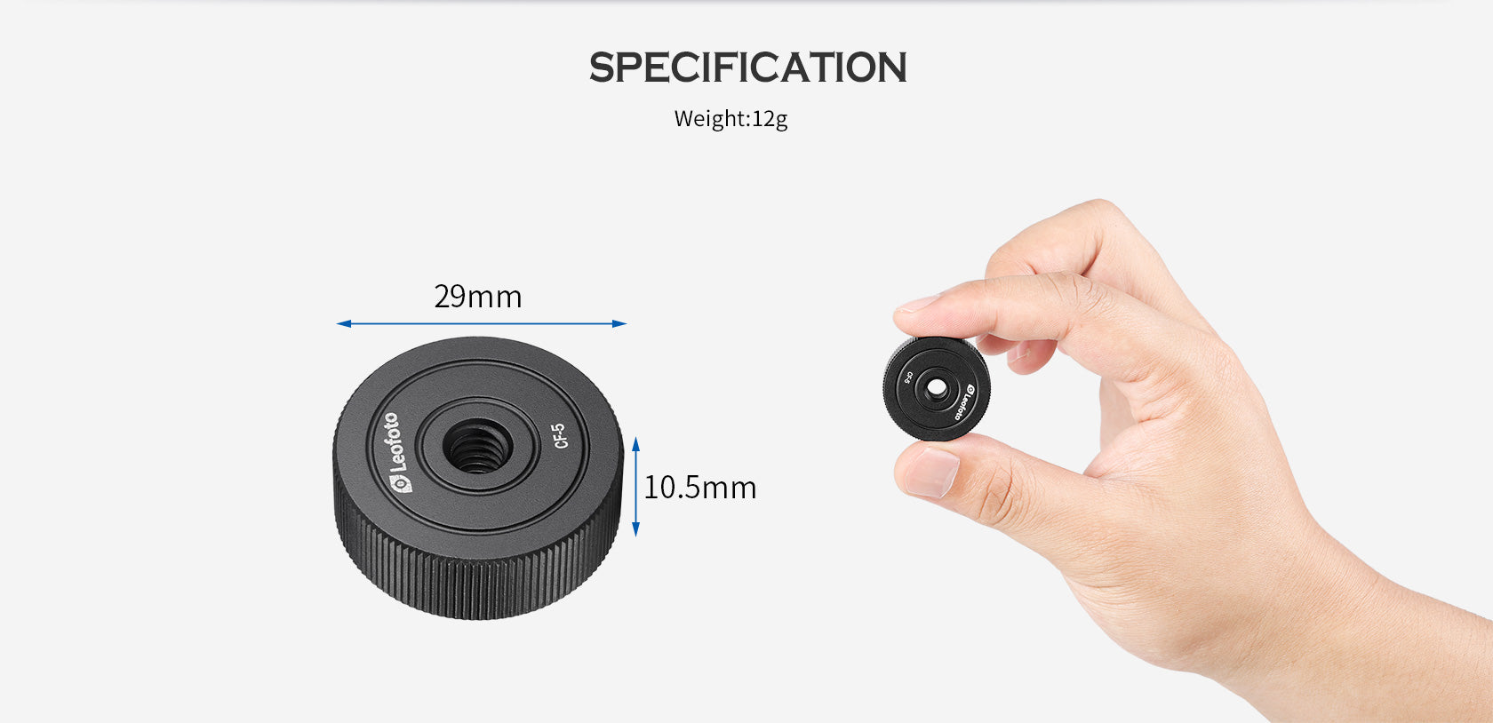 Leofoto CF-5 Male 1/4" to Female 1/4" Adapter Accessory