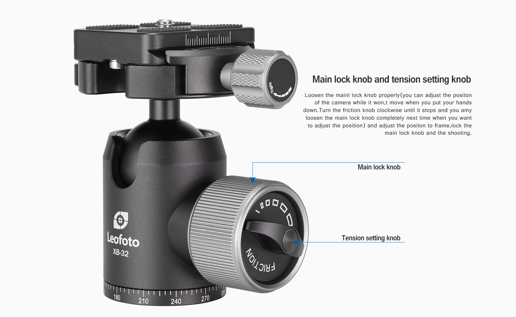 Leofoto XB-32 Ball Head With BPL-50 Quick Release Plate | Arca Compatible