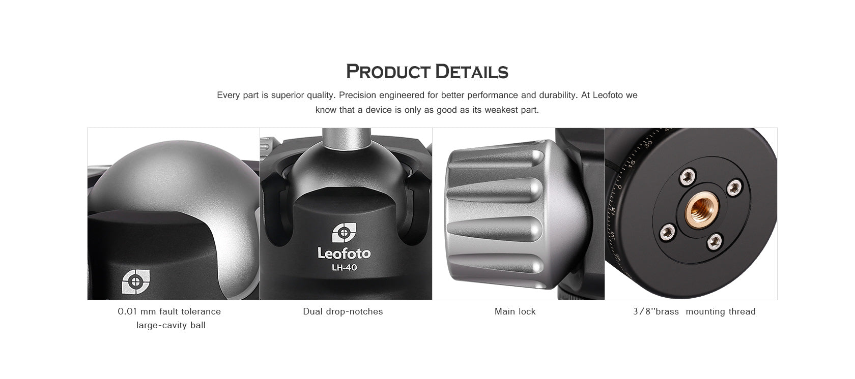 Leofoto LH-40LR Ball Head with LR-50 Lever Release Clamp | Arca Compatible