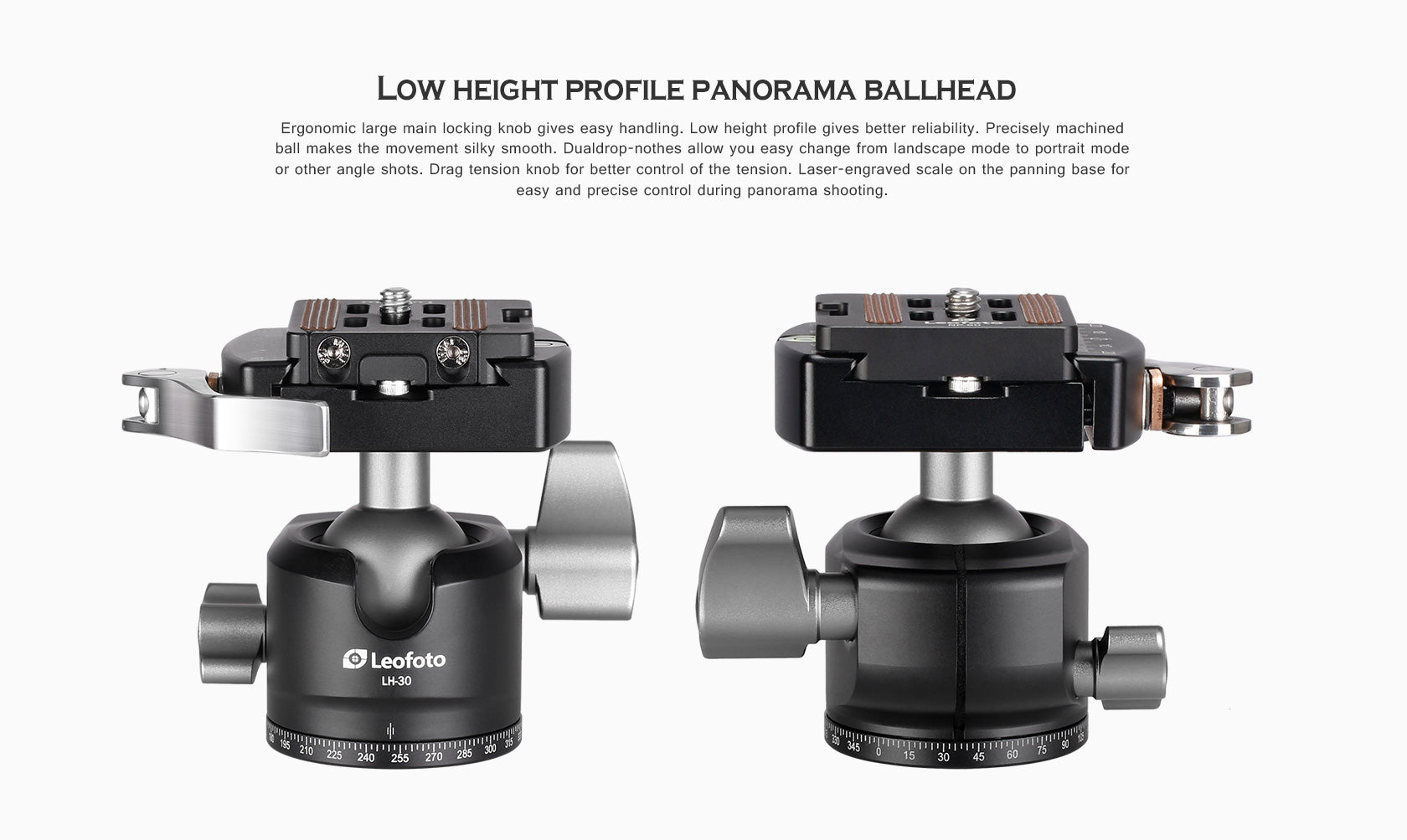 Leofoto LH-30LR Ball Head with LR-50 Lever-Release Clamp | Arca Compatible