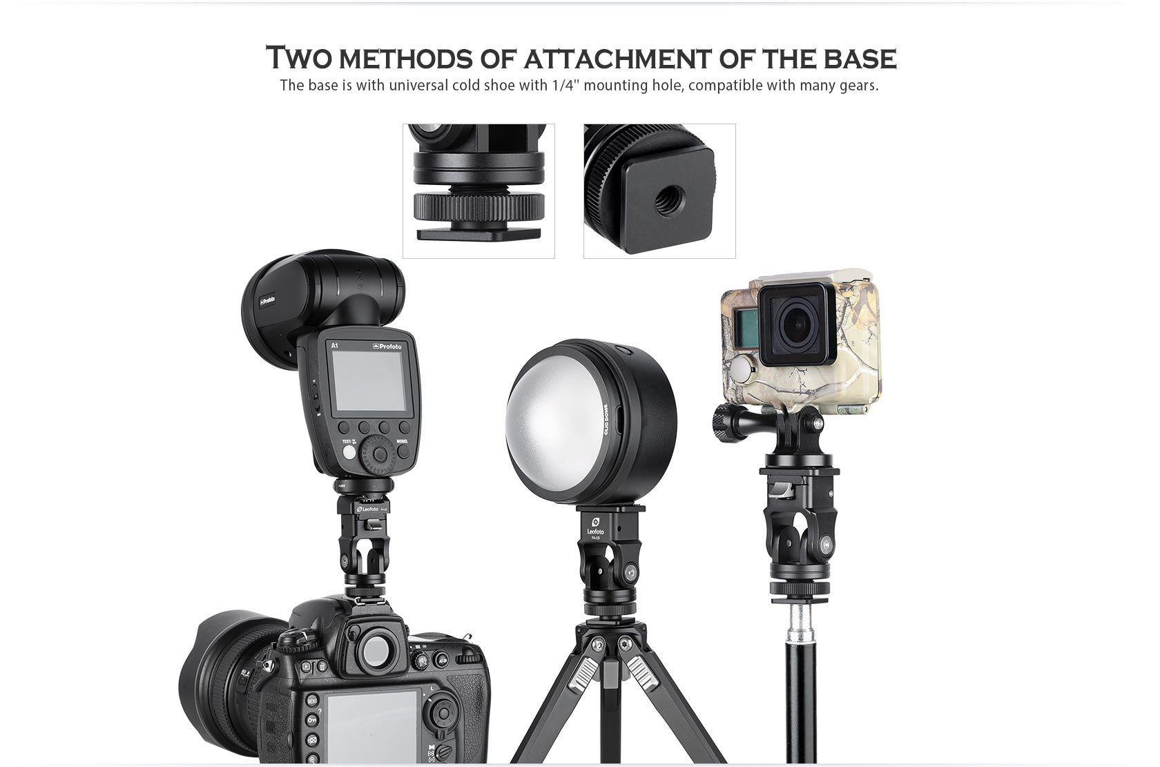 Leofoto FA-15+FA-10 Kit QR Tilting & Pivoting Cold Shoe Flash Adapter