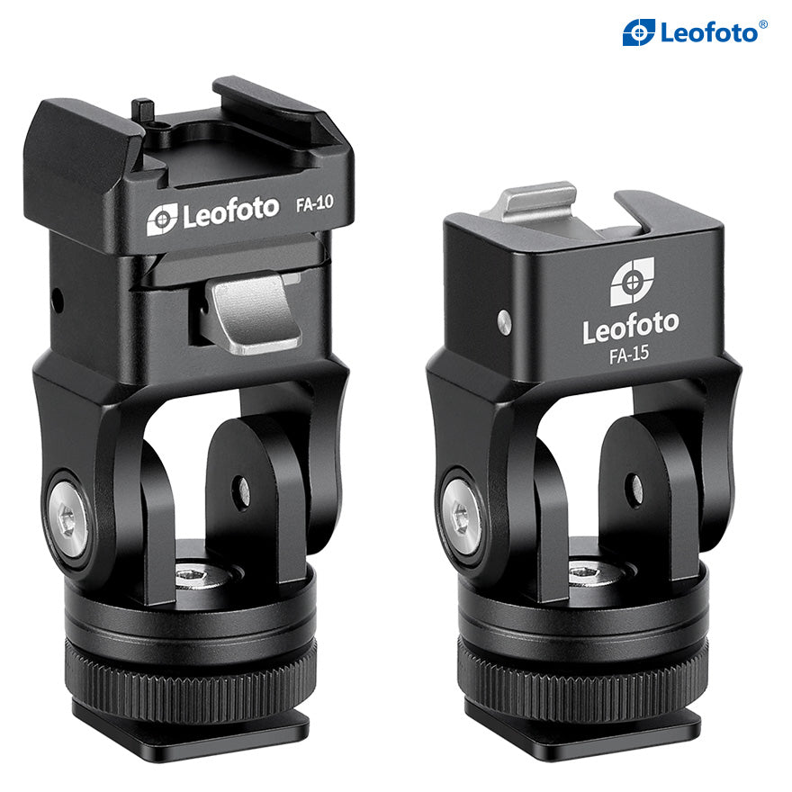 Leofoto FA-15+FA-10 Kit QR Tilting & Pivoting Cold Shoe Flash Adapter