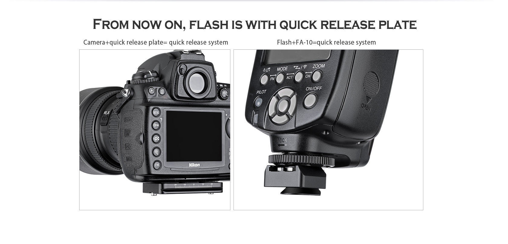 Leofoto FA-14+FA-10 Kit QR Tilting & Pivoting Flash Adapter