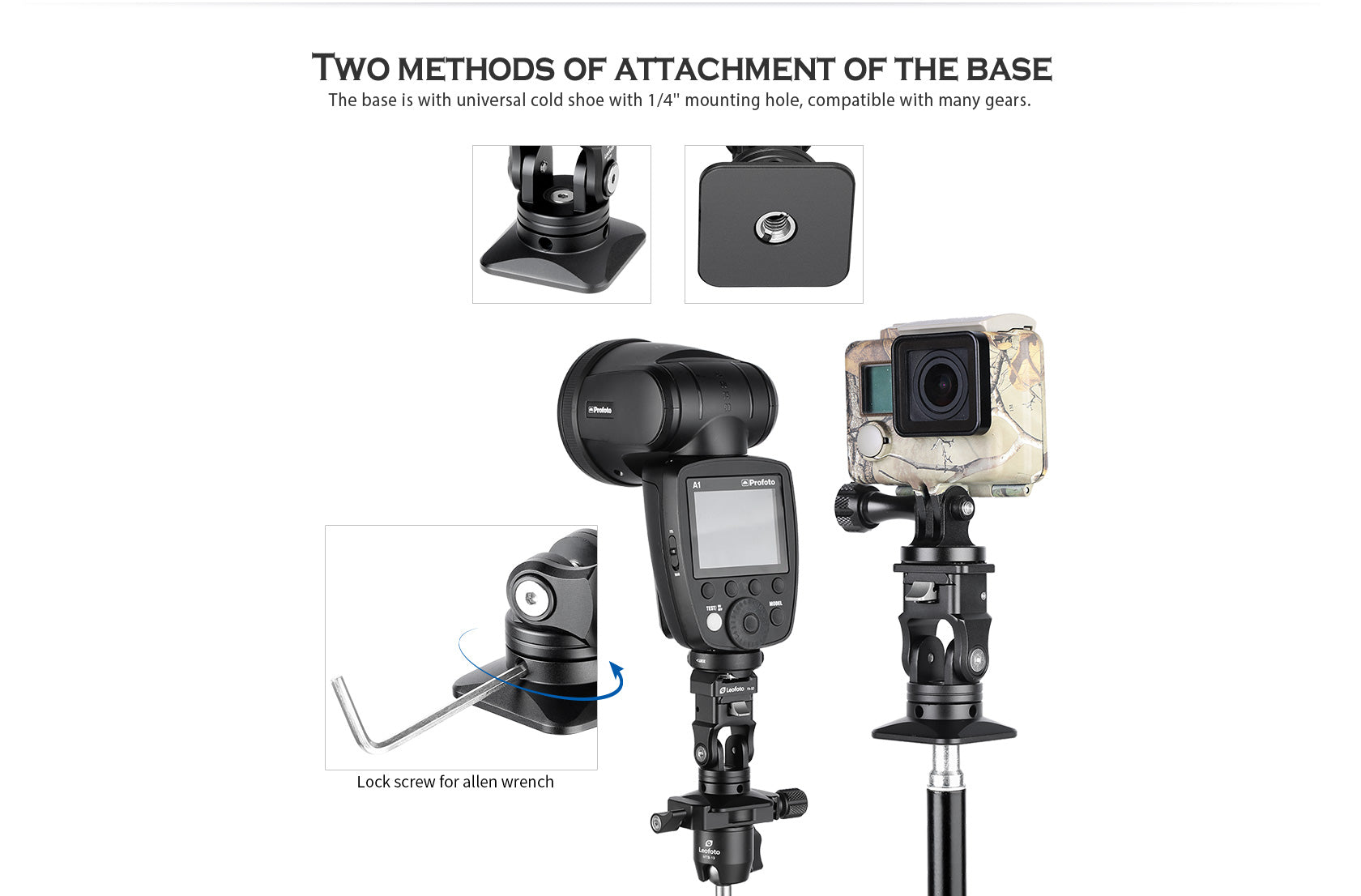 Leofoto FA-14+FA-10 Kit QR Tilting & Pivoting Flash Adapter