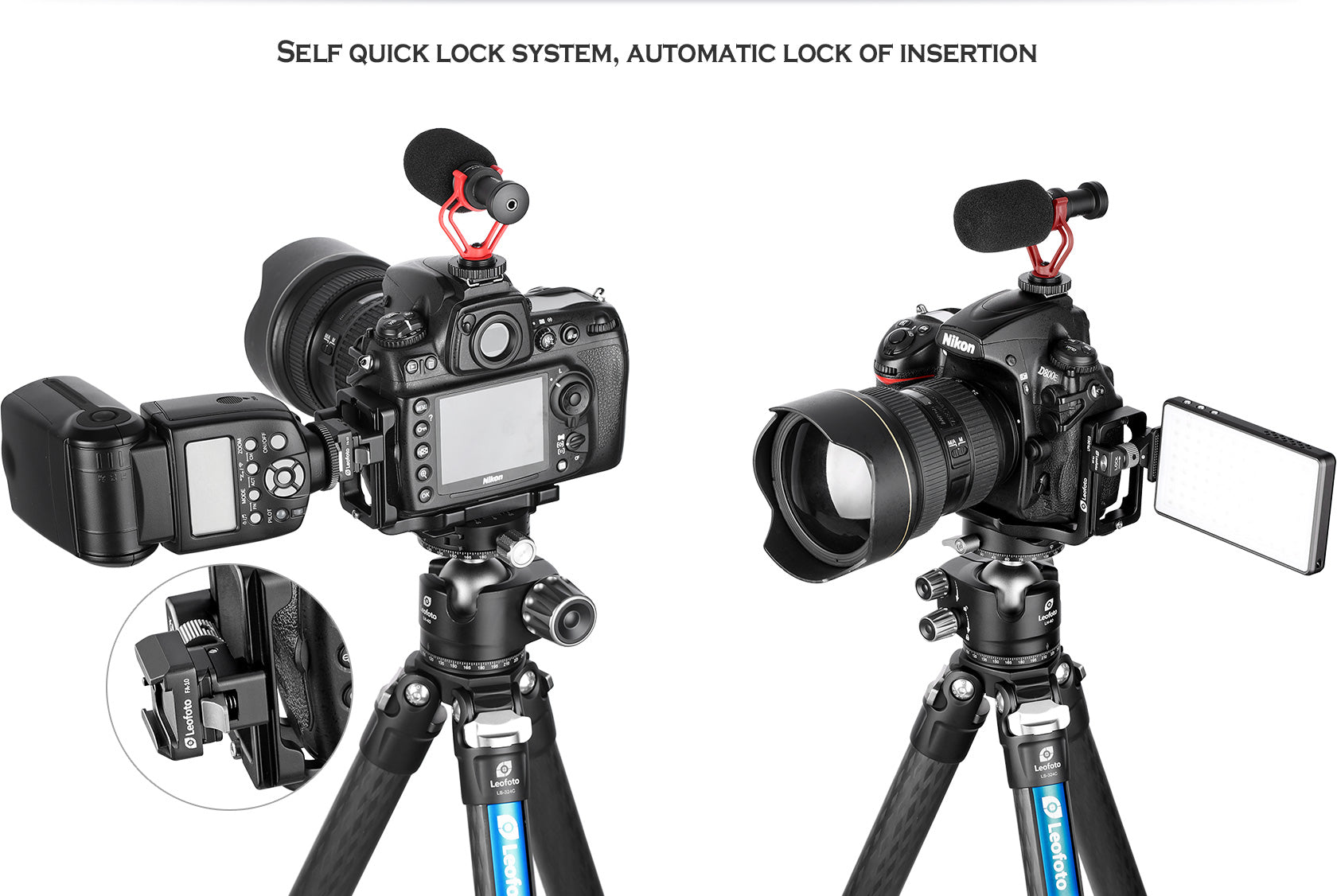 Leofoto FA-16+FA-10 Kit QR Flash Adapter for L Plate Side Mount