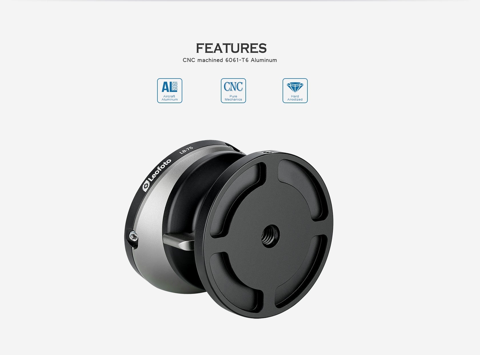 Leofoto PG-1 + LB-65 Lightweight Heavy Duty Gimbal Tripod Head & 65mm Leveling Base Combo