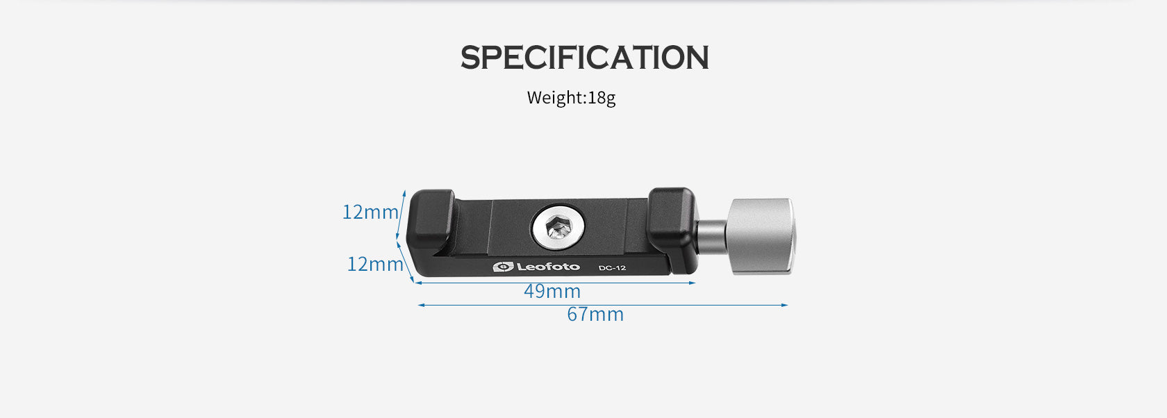 Leofoto DC-12 12mm Mini Screw-Knob Clamp, Only 12mm/18g