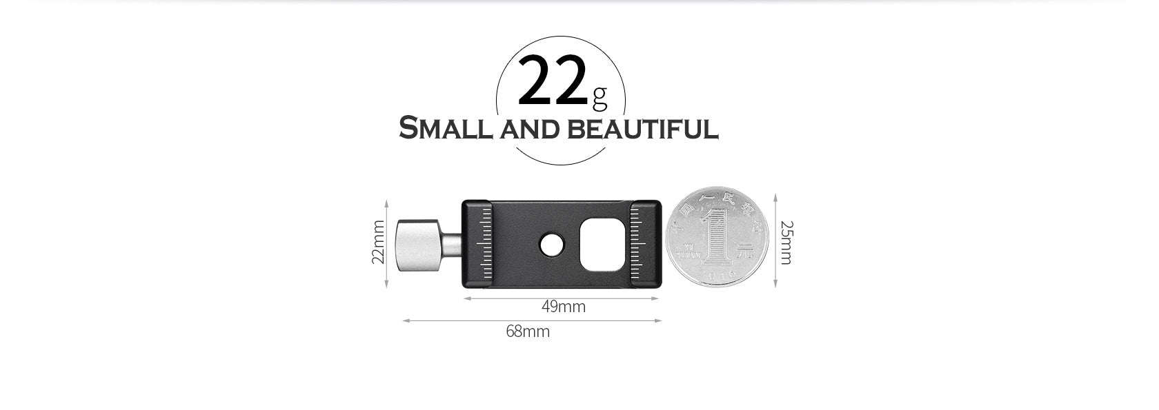 Leofoto DC-22 22mm Mini Screw-Knob Clamp, Only 22mm, 22g / Arca Compatible