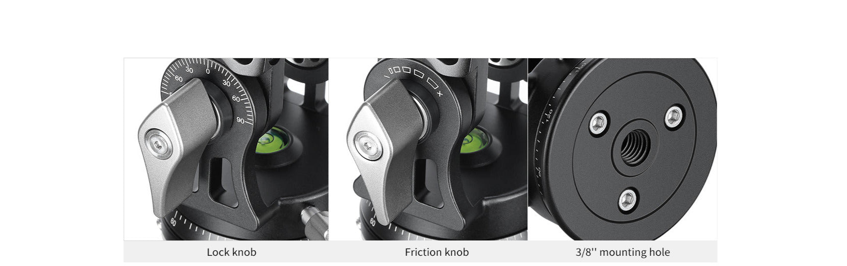 Leofoto VH-30LR Two-Way Telephoto Lens Head | Arca-Compatible Lever-Release Clamp