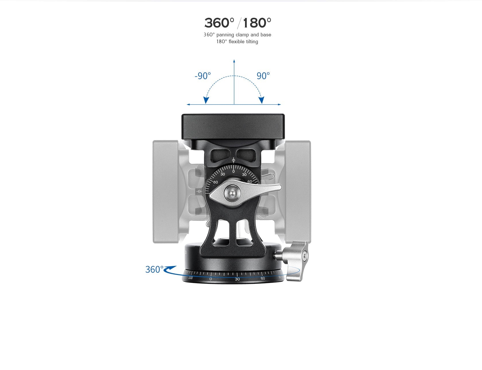 Leofoto VH-30 / VH-30N Two-Way Telephoto Lens Head | Arca-Compatible Screw-Knob Clamp
